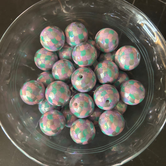 20mm Acrylic Bubblegum Mermaid Scales Bead