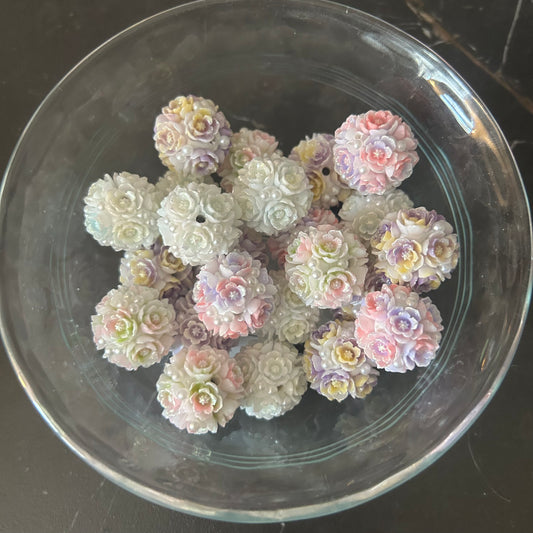 20mm Acrylic Glitter Flowers With Pearls Beads (Mixed Bag of 3)
