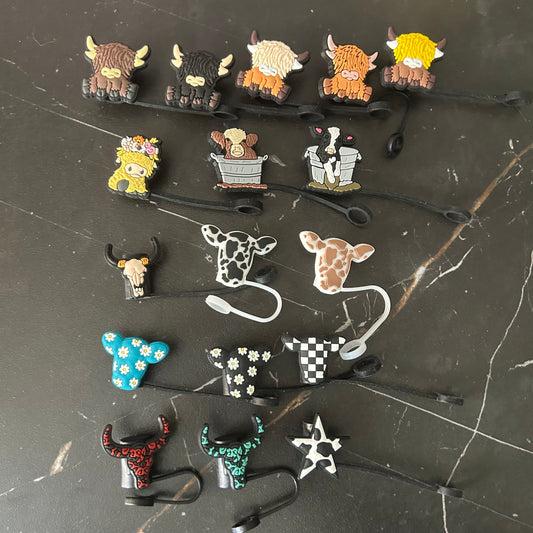 Cow Straw Toppers
