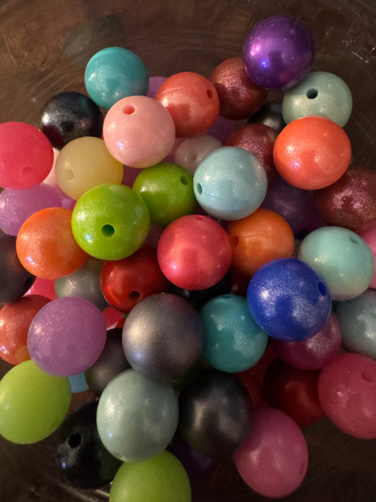 15mm Shimmer Opal Silicone Beads - Mixed Bag (10)