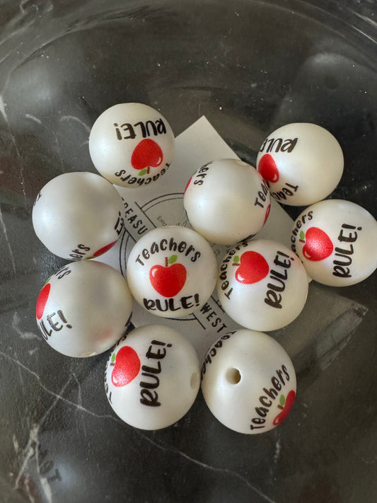 20mm Teachers Rule Bubblegum Bead