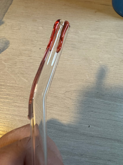Blood drip glass straw